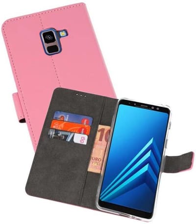 Booktype Telefoonhoesjes - Bookcase Hoesje - Wallet Case - Geschikt voor Galaxy A8 Plus 2018 - Roze