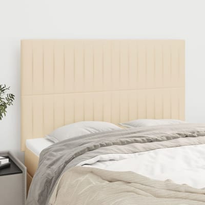 vidaXL - Hoofdbord - crème - 144x5x118/128 - cm - stof