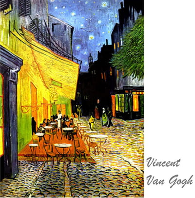 Allernieuwste.nl® Canvas Schilderij Vincent Van Gogh - Caféterras Bij Nacht - Kunst aan je Muur - postimpressionisme, expressionisme - Kleur - 60 x 90 cm