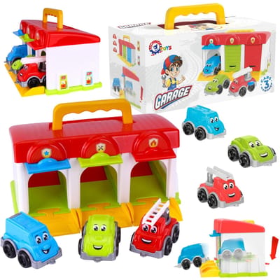 Afgesloten Garage Met Auto's Thematische Voertuigen Katapulthendel Set 8416