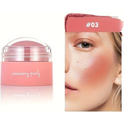 6 Kleuren Highlighter Blush Bal Perzikroze Blush Pasta Monochroom Mat Perzik Blush Gezichtsmake-up Glanzende Blusher