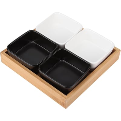 Verdeelde Vakken Multifunctionele Milieuvriendelijke Droogfruit Schaal Snoep Snack Sausbord Houder voor black