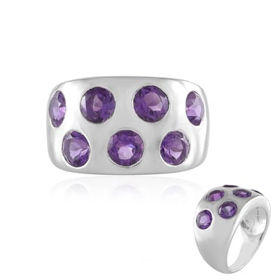 Cavill - Zilveren Ring met 2,848 ct Siberische Amethisten - 925 Sterling Zilver Platina Verguld - Elegante Brede Ring met Paarse Edelstenen voor Dames