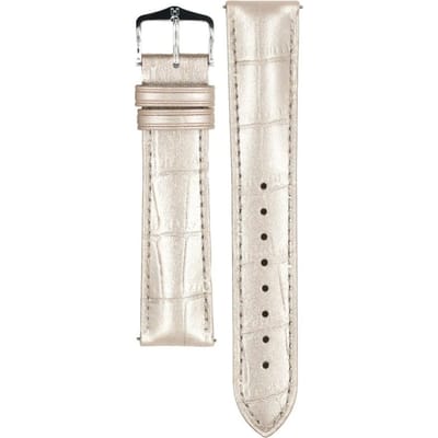 Hirsch Duke Metallic Lederen Horlogeband - Zilverkleurig - 20mm
