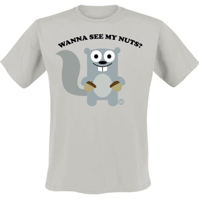 Todd Goldman - Fun T-shirt - Wanna See My Nuts - Squirrel - M tot 3XL - voor Mannen - grijs