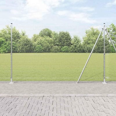 Zilverkleurige Hekpalen - Stalen Staanders - Tuin Omheinen - Weerbestendig Staal - 25 x 14 m - Zilver