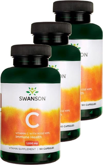 Swanson | Vitamin C with rose Hips 1000mg | 90 capsules | 3 stuks | 3 x 90 capsules