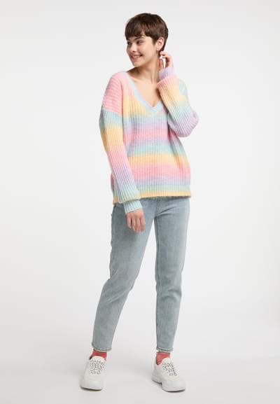 Mymo Gebreide trui Dames Regenboog veelkleurig