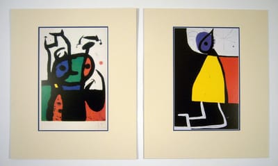 Perfecte set van 2 Posters in dubbel passe-partout - Miro - Dona en la nit, 1973 & Matador - Kunst  -2x 50 x 60 cm