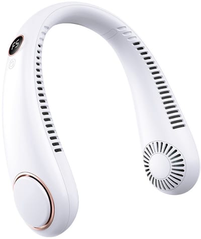 Bladeless Nek Ventilator - Nekventilator met Display - Draagbare Nek Ventilator - 5 Standen - Nek Ventilator Oplaadbaar USB - Nek Ventilator - Nekventilator Bladloos - Halsventilator zonder bladen - Stille Koelventilator - Draagbare Ventilator - Wit