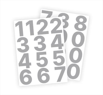 Stickey Cijfer stickers - Plaknummers met nummers - Metallic Zilver - 6cm - Mat