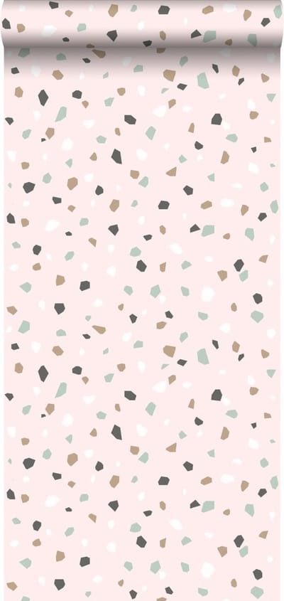Walls4You behang terrazzo motief roze - 935314 - 0,53 x 10,05 m