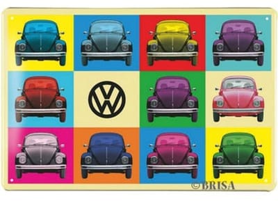 BRISA VW Collection - Volkswagen met VW T1 Bulli Bus retro-vintage-motief, VW-verzamelobject, cadeau-idee, vintage decoratie (20x30 cm)