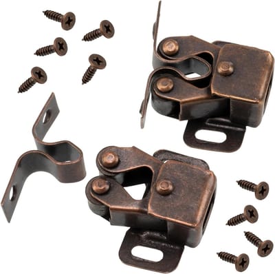 Deursnapper Set - Deurvanger Sluiting - Meubels Sluiten - Dubbele Veer - 1 1/4 Inch - Koper Vintage