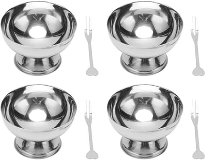 Dailygoods- Dessertbeker Premium - Roestvrij Stalen IJsbekers - Set van 4 - Antislip Basis - Voedselveilig - Duurzaam en Stijlvol - Ijsbeker