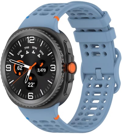 Siliconen bandje - geschikt voor Samsung Galaxy Watch 8 (40mm) / Galaxy Watch 8 (44mm) / Galaxy Watch 8 Classic - gaatjes met gespsluiting - blauw