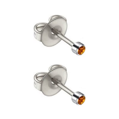 Caflon - titanium oorknopjes - zilverkleurig - 2 mm - kristal steentje - goudkleurig - geboortesteen november - topaas - oorschieter - piercing - hypoallergeen - steriel verpakt