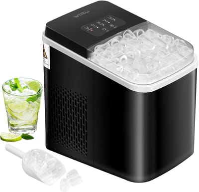 IJsblokjesmachine - Snelle IJsproductie, 9 Blokjes in 7 Min, 15 kg/24 uur, 2 Groottes, Zelfreinigend, Compact en Stil