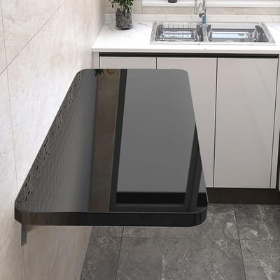 Klaptafel Wandmontage - Opvouwbaar Bureau - Ruimte Besparen - Zelfnivellerend - 40x30cm - Zwart