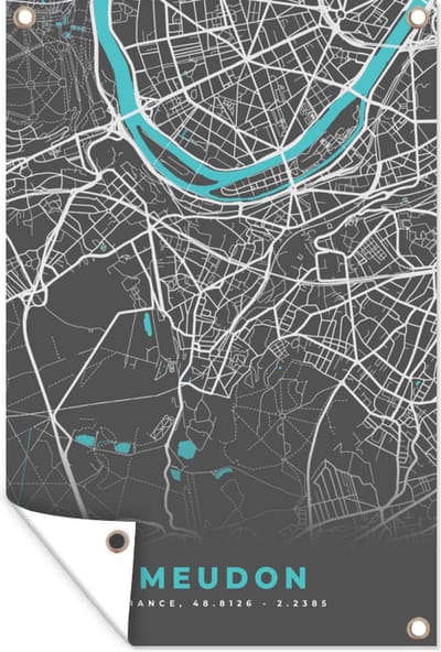 Muurdecoratie Frankrijk - Stadskaart - Plattegrond - Kaart - Meudon - 120x180 cm - Tuinposter - Tuindoek