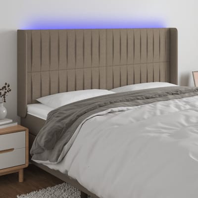 vidaXL - Hoofdbord - LED - 163x16x118/128 - cm - stof - taupe