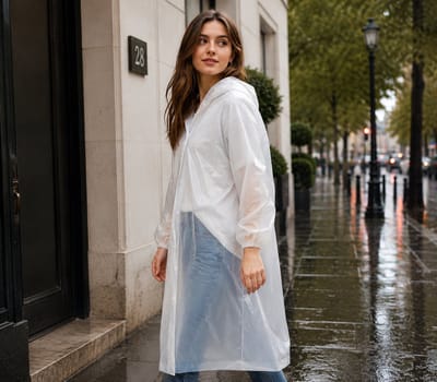 Regenjas WIT (Maat L) unisex - licht gewicht - opvouwbaar - pocket size - reizen - dames - heren regenjas