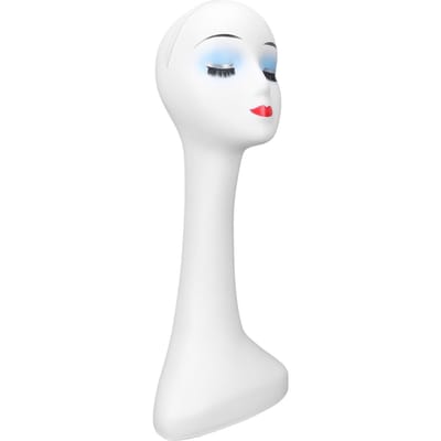 Tête de Mannequin Féminin Cou Long Modèle de Tête Féminine avec Base Stable et Trous de Montage pour Chapeau Perruques