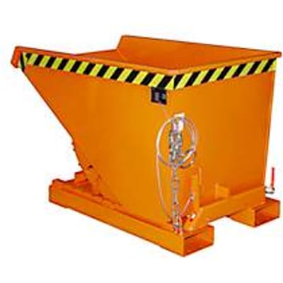 Bauer EXPO® E-300, spanenopvangbak type E, met zeefplaat, olie- en waterdicht, geschikt voor vorkheftrucks, B 770 x H 1260 x H 835 mm, geel-oranje RAL 2000