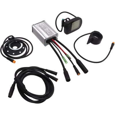 Kit de Modification de Vélo Électrique Compteur d'Affichage LCD5 Contrôleur à Boîtier Métallique 15A Câble 1 à 2 Ensemble Modifié DIY pour Vélo black