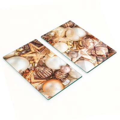 Glazen snijplanken met kerstboomversiering, 2x30x52 cm