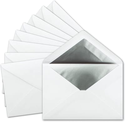 Enveloppen Wit - Post Envelopes - Uitnodigingen Versturen - Zilveren Voering - C5 formaat - Wit