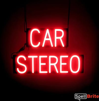 CAR STEREO - Lichtreclame Neon LED bord verlicht | SpellBrite | 59 x 38 cm | 6 Dimstanden - 8 Lichtanimaties | Reclamebord neon verlichting