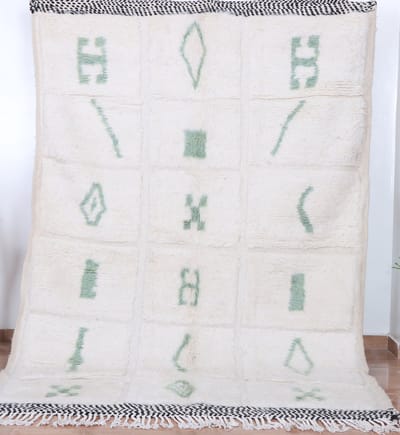 Handgeweven Berber Tapijt ''Beni Ourain'' - 245 x 165 cm - Uniek en handgemaakt - wit hoogpolig vloerkleed R352