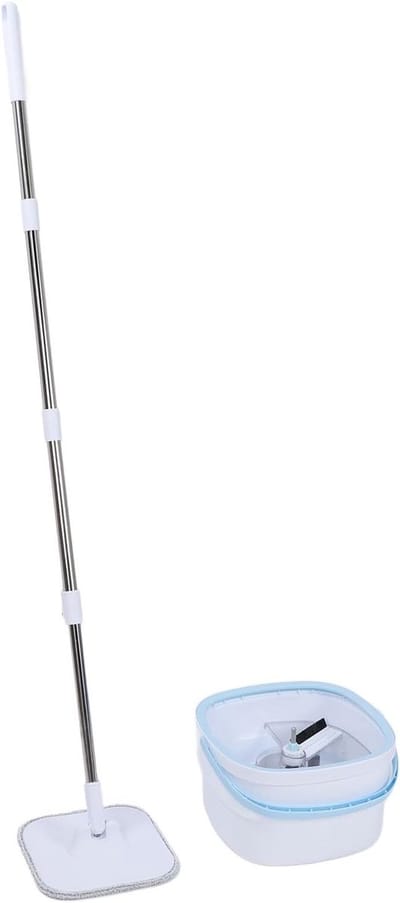Complete Emmer Set voor Spin Mop met Zelfscheiding van Vuil en Schoon Water, Verstelbare Handgreep en Effectieve Reinigingskracht