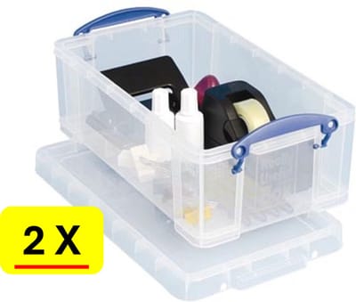 2 x Really Useful Box - opbergbox 5 liter - 34x20x12,5 cm - transparant