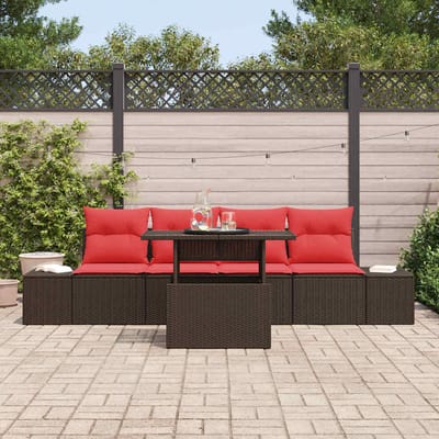 vidaXL - Tuinbank - Set - 5 - st - 4-Aantal - zitplaatsen - Bruin - en - Rood