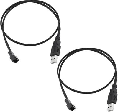Allecto - USB naar 3-pins/4-pins ventilatoradapter - 2 - Handige voeding voor computerventilatoren - Universeel - Stroomadapter voor pc-fans -...