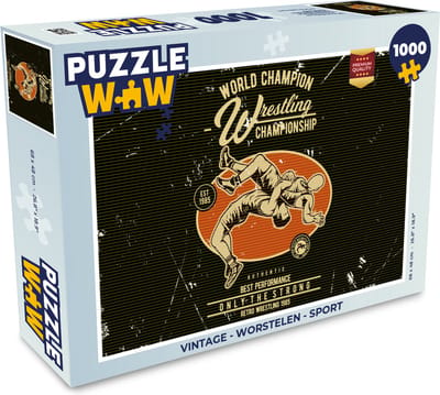 Puzzel Vintage - Worstelen - Sport - Legpuzzel - Puzzel 1000 stukjes volwassenen