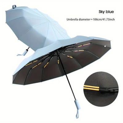 Nivard Moderne Golf Paraplu - Stormparaplu - Opvouwbaar - Windproof - Stormproef - UV Bescherming - Umbrella - Draagbaar - Lichtblauw