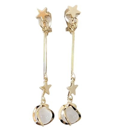 Klem oorbellen -Lunari -goudkleurig- geen gaatje- Lang- Charme Bijoux