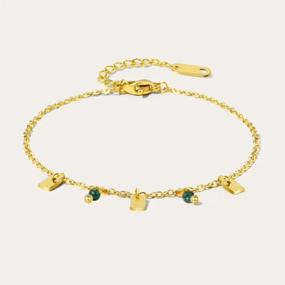 Armband goud met groene steentjes | Stainless steel | waterproof | kadotip