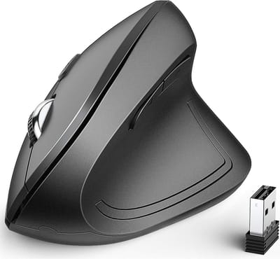 StayPowered Ergonomische Draadloze Muis - Voor Comfort en Precisie - 2.4G Draadloos - 6 Knoppen - 1000/1600/2000/2400 DPI - Verticale Ergonomische Vorm - USB Oplaadbaar - Zwart - Levering Sneller dan Aangegeven!