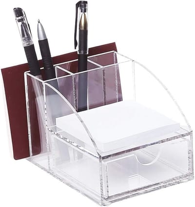 Acryl Desktop Organisator voor Kantoorbenodigdheden met Post-it Notitieblaadjes, Postvak en Pennenhouders