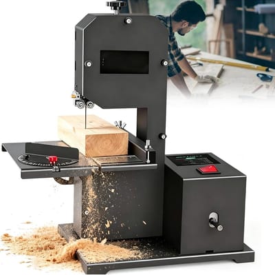 Tafelbandzaag - Houtzaagmachine - Houtbewerking - Verstelbare Zaaghoek - 70 mm zaaghoogte - Meerkleurig