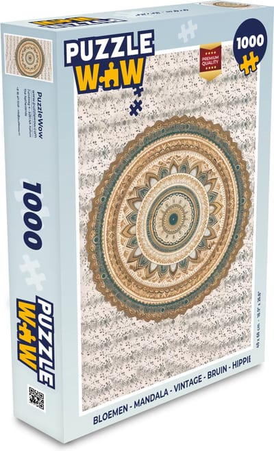 Puzzel Bloemen - Mandala - Vintage - Bruin - Hippie - Legpuzzel - Puzzel 1000 stukjes volwassenen