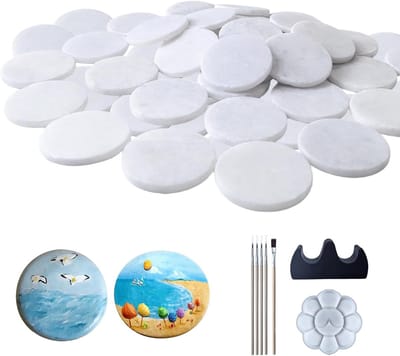 Decoratieve Platte Natuurlijke Stenen voor Schilderen - 24 Stuks, 5 cm, Ideaal voor Tuin- en Potplantdecoratie, Creatieve DIY Projecten en Ambachtelijke Decoraties
