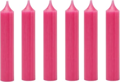 Branded By | Dinerkaarsen 12 cm | Neon Roze | 8 stuks | 5 branduren