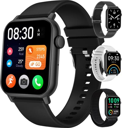 Siltcon® Smartwatch Heren Pro - Smartwatch Dames Pro - Sporthorloge Dames & Heren - Stappenteller Horloge - Hartslagmeter – Bloeddrukmeter - Slaapmonitor - Saturatiemeter – Belfunctie - Elke Smartphone - RVS - Elke pols - Incl. 4 Bandjes