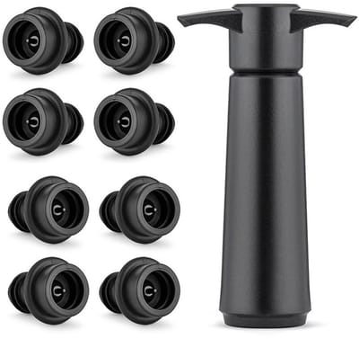 Dailygoods- Wijnvacuümpomp met 8 Stoppen - Wijnflessluiting / Wijnsluiting - Herbruikbare Pomp - Houdt Wijn Vers - Hoogwaardig ABS/Siliconen - Gemakkelijk te Reinigen - Wijnconserveringspomp