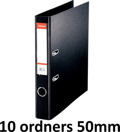 10 x Esselte Ordner Basic - rug 50mm - A4 - Zwart